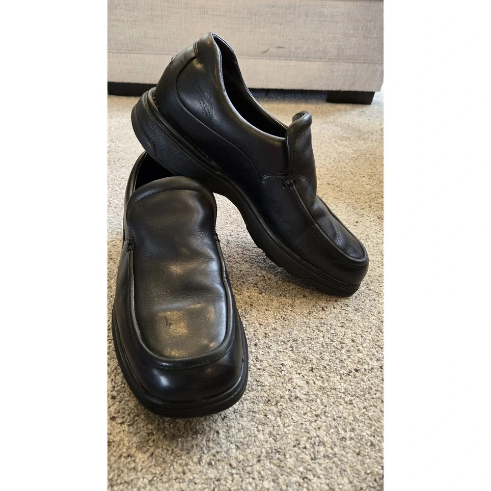 Rockport Mens 12M Black Leather Slip On Comfort Shoes Moc Toe DMX Cushion